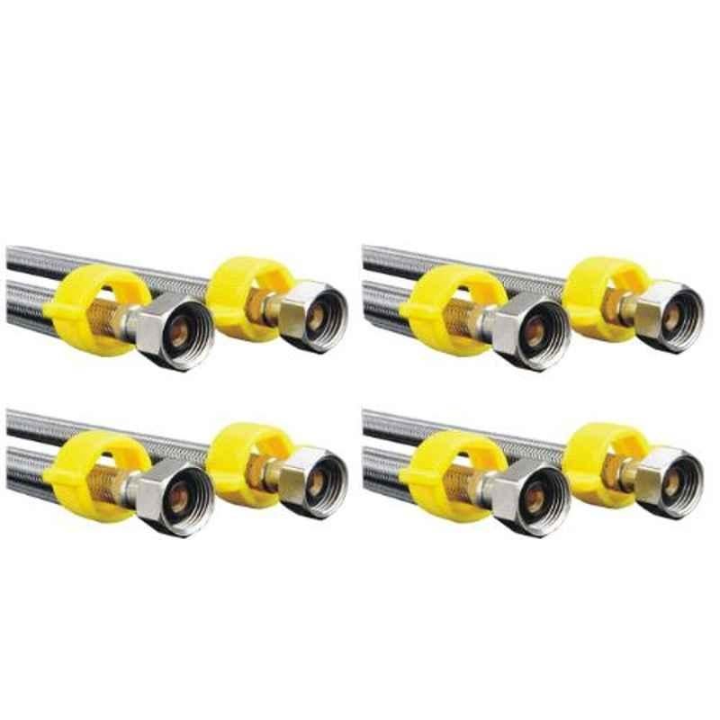Drizzle 8 Pcs 24 inch Heavy Duty Stainless Steel Chrome Finish Silver Connection Pipe Set, A24CPIPE8