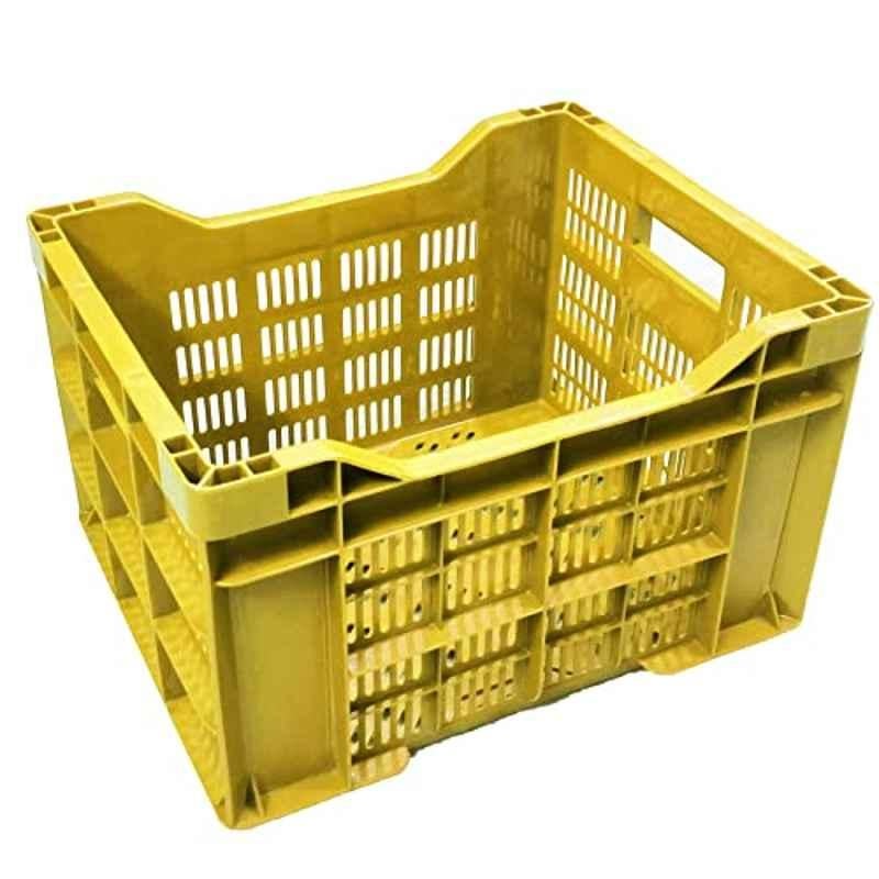 Xela 004 40x31x24cm Plastic Yellow Multipurpose Heavy Duty Portable Crate