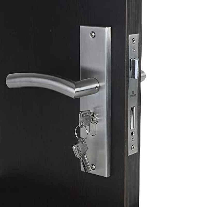 Homexpert MG1105-CYS-BSK 8 inch 60mm Stainless Steel Silver Cylindrical Plate Both Side Key Mortise Door Lock Set
