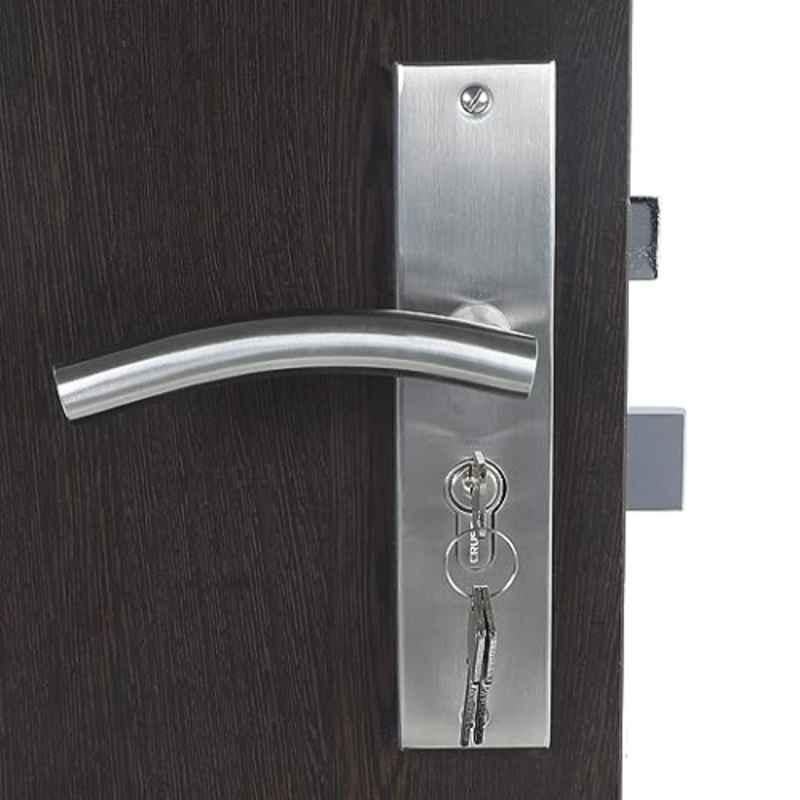 Homexpert MG1102-CYS-BSK 8 inch 60mm Stainless Steel Silver Cylindrical Plate Both Side Key Mortise Door Lock Set