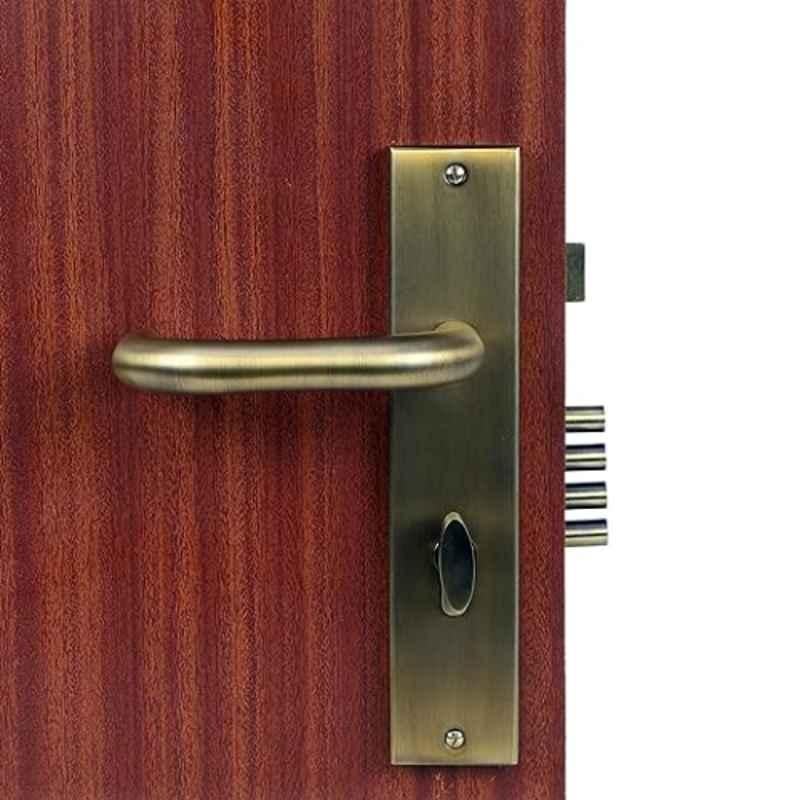 Homexpert MG-1103 10 inch 60mm Stainless Steel Antique Brass Finish Cylindrical Plate One Side Key Mortise Door Lock Set