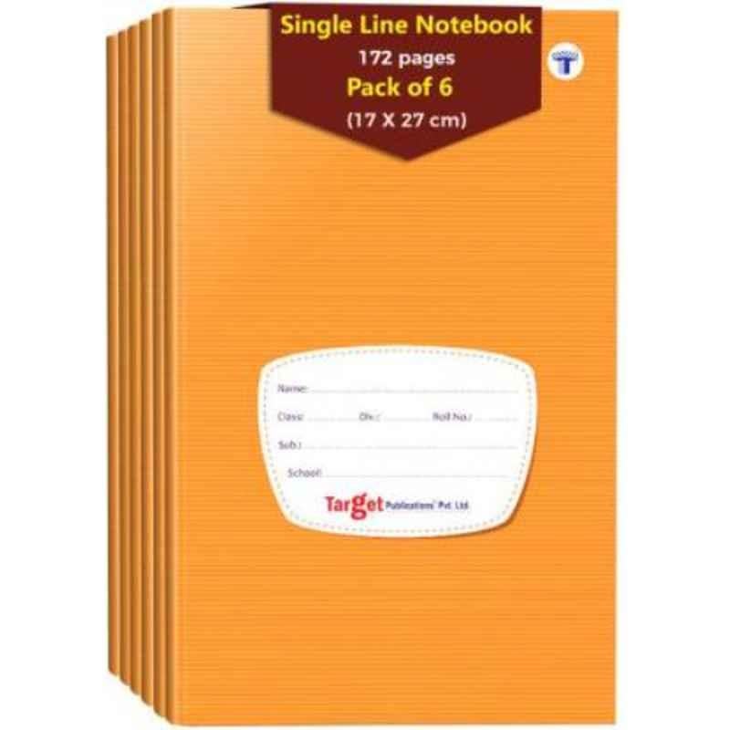Target Publications Regular 172 Pages Brown Ruled Single Line Notebook (Pack of 6)