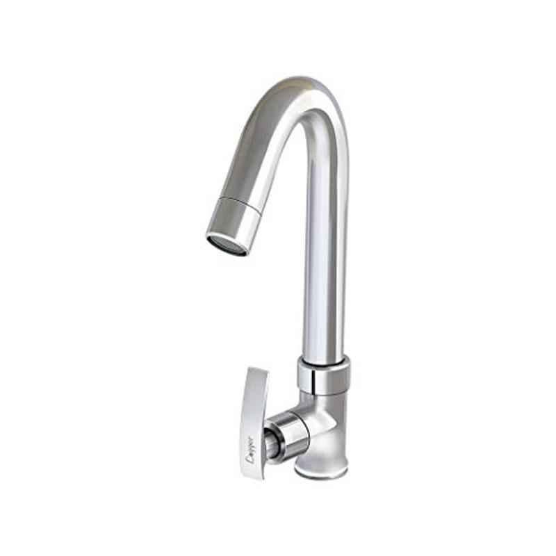 Logger Brass Chrome Finish Silver Swan Neck Wash Basin Tap