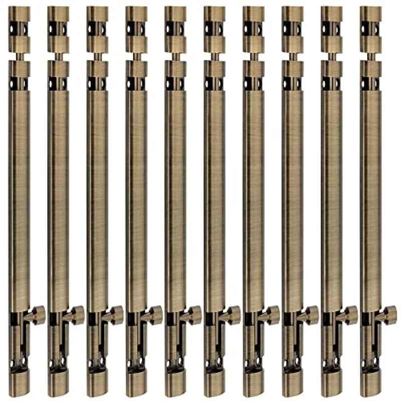 Screwtight Xylo 10 inch Aluminium Antique Brass Finish Tower Bolt, XYLO-BA-10IN-10 (Pack of 10)