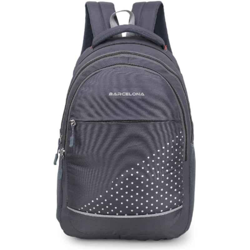 Barcelona 24L Polyester Grey Casual Laptop Backpack with Rain Cover