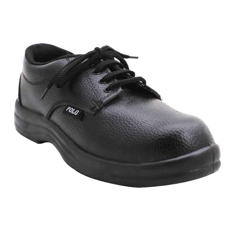 Polo Indcare Steel Toe Black Work Safety Shoes, Size: 10