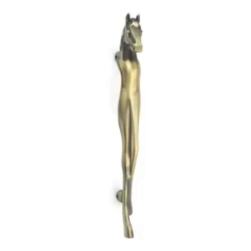 Gloxy 10 inch Brass Antique Finish Gold Horse Shape Main Door Handle for Interior & Exterior Gates