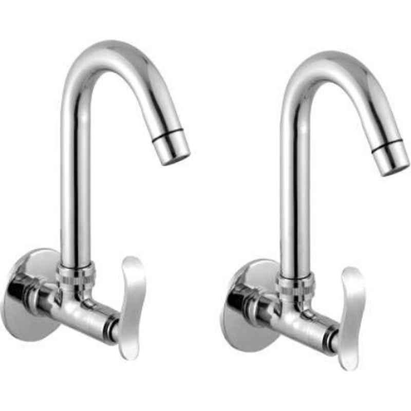 Logger Chrome Kitchen Sink Cock with Flange & Aerator (Pack of 2)