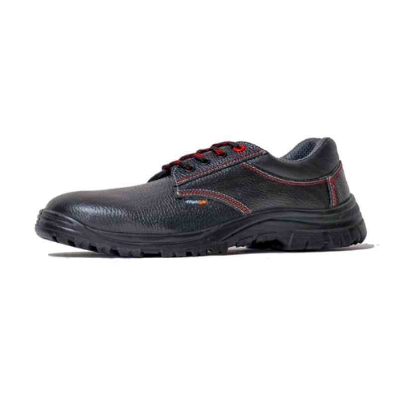 High Lite HL-VIPER Leather Steel Toe Black Single Density Industrial Work Safety Shoes, Size: 6