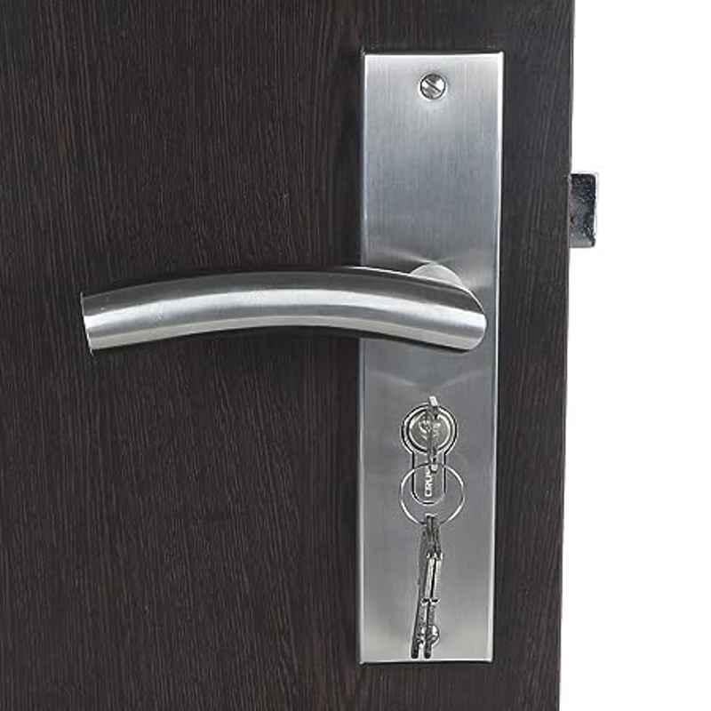 Handle Waala MG1105-CYS-BSK 8 inch 60mm Stainless Steel Silver Cylindrical Plate Both Side Key Mortise Door Lock Set
