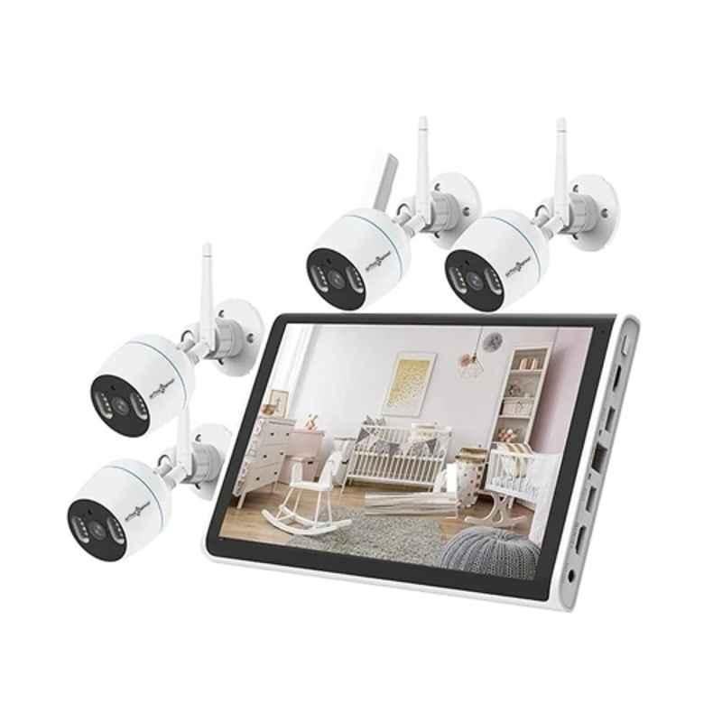 Active Pixel 4 Pcs 3MP Full HD Wirless Bullet CCTV Camera & 16 inch IPS Monitor Combo