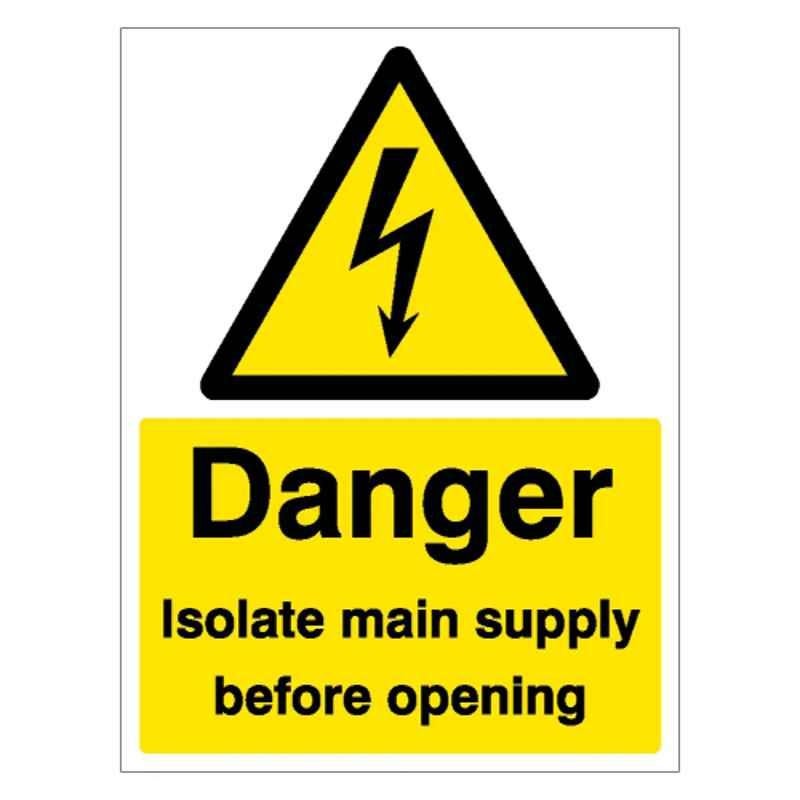 SUNSIGNS 900x457mm Vinyl & Acrylic Sandwich Danger Isolate Main Supply Before Opening Signage, SN0035VNLM1HPIDAW