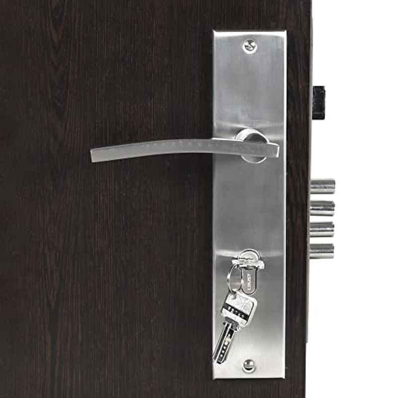 Homexpert Ivy 10 inch 60mm Stainless Steel Silver Cylindrical Plate Both Side Key Mortise Door Lock Set