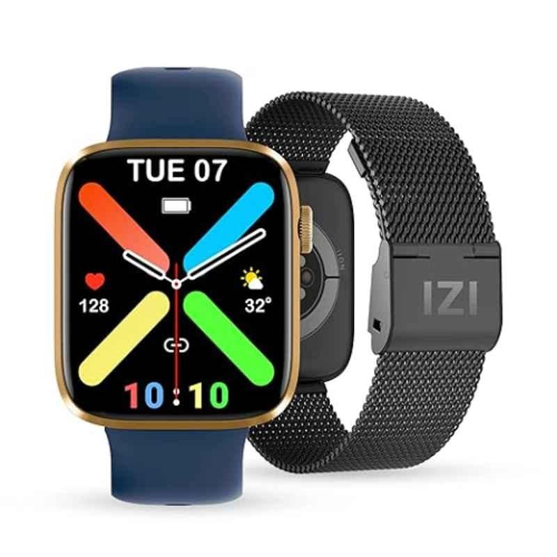 IZI Smart Pro 1.92 inch Blue & Black Retina Display Smartwatch with Bluetooth Calling, AI Voice Assistant, Sports Mode, Health Monitor, Activity Tracker & 2 Premium Straps