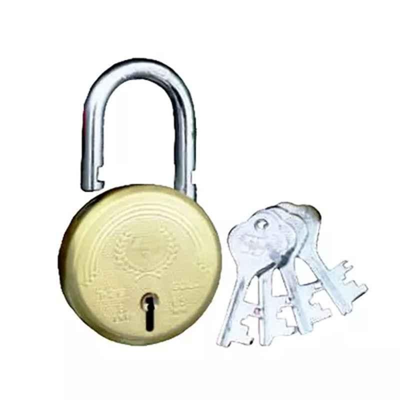 Harrison T-26 65mm Steel Gold Finish Hardened 4 Keys Shackle Padlock, 0555