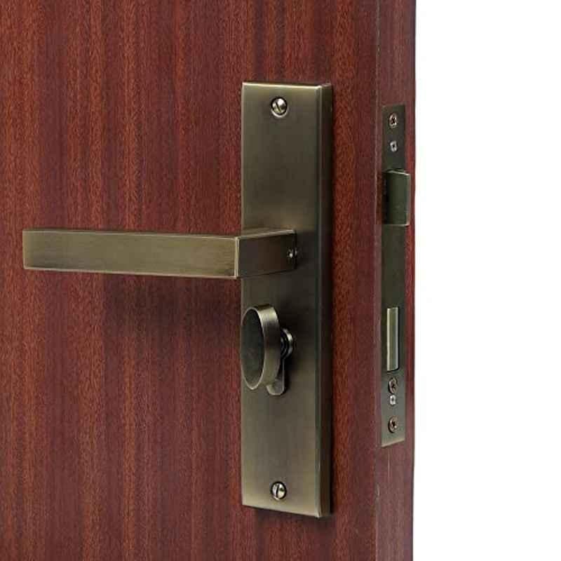 Homexpert LB201 8 inch 60mm Stainless Steel Antique Brass Finish Cylindrical Plate One Side Key Mortise Door Lock Set