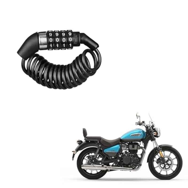 Kozdiko Plastic Black Resettable Password Multi-Use Cable Lock for Royal Enfield Meteor 350