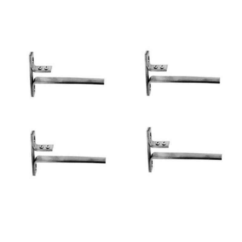 Smart Shophar 10 Inch SS F-Type Rectangle Glass Shelf Bracket, 65052-GBFTR12-SS10-P4 (Pack of 4)