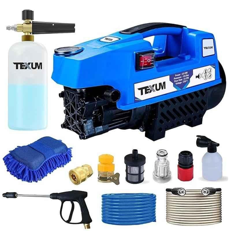 TEXUM 2000W 135bar 8lpm Blue Portable High Pressure Car Washer Machine with Accessories, TX-25