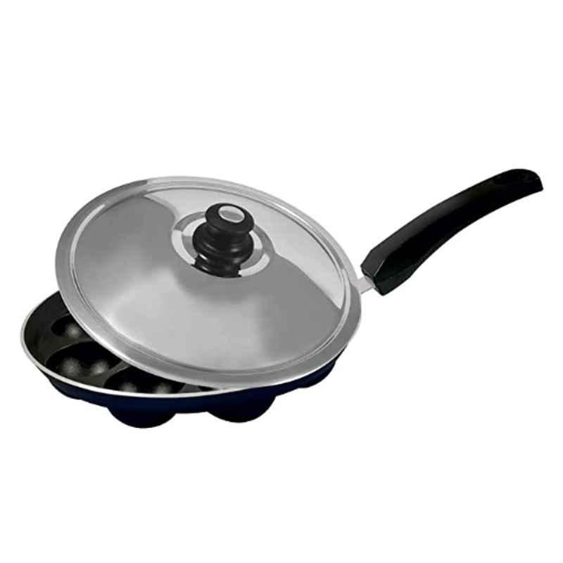 Baltra Appam Non Stick Stainless Steel Maroon 12 Cavity Patra Maker with Lid , BTN-239