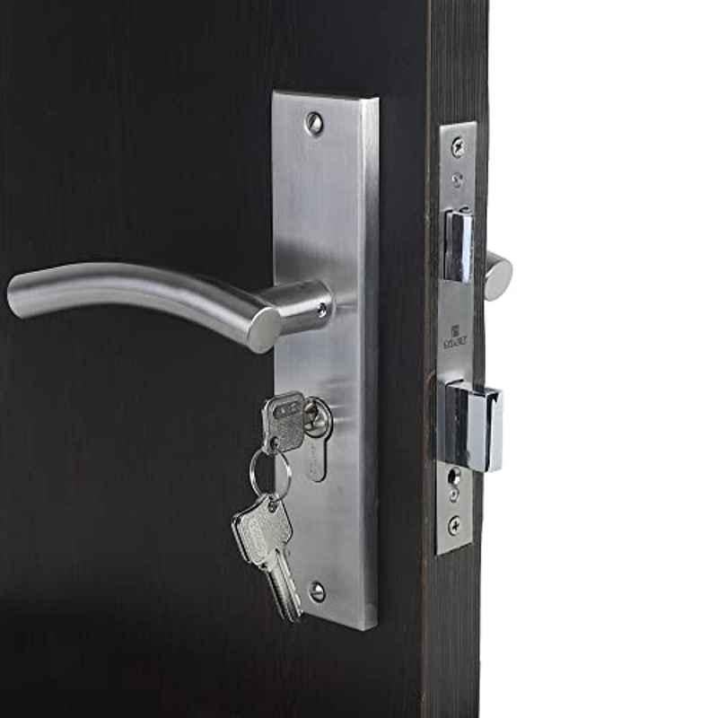 Homexpert MG1102-CYS 8 inch 60mm Stainless Steel Silver Cylindrical Plate One Side Key Mortise Door Lock Set