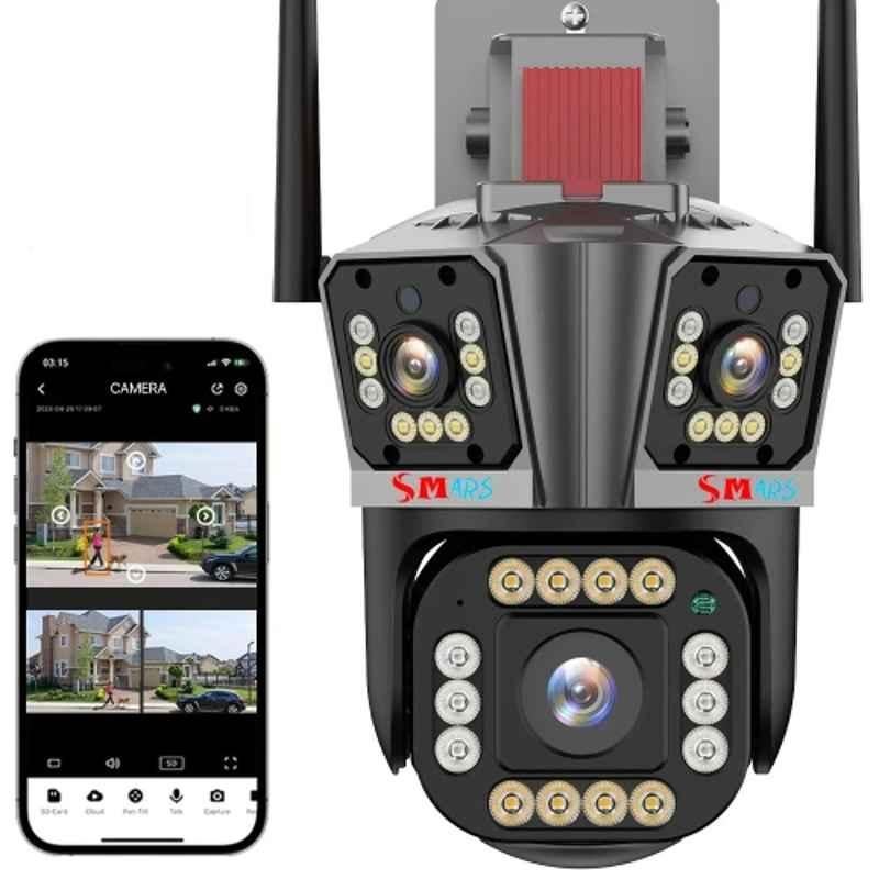 Smars 5MP 4G SIM 3 Lens PTZ Camera with AI Auto Tracking Live Monitoring