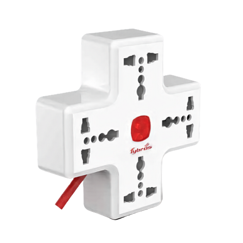 Fybros F-Plus 5m Polycarbonate 4x1 International Sockets Power Extension Board with Master Switch & Indicator, 9026