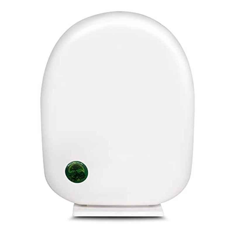 Elegant Casa 41x34cm White Round Sleek Soft-Closing PP Toilet Seat Cover for Commode, A16