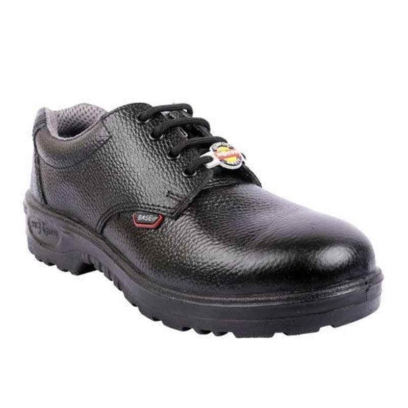 Hillson Base Leather Low Ankle Steel Toe Black Work Safety Shoes, Size: 9