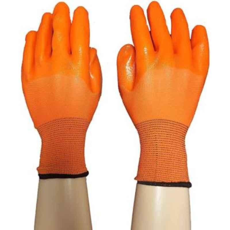 Brala Rubber Orange PVC Coated Safety Hand Gloves, Size: xxlarge (Pack of 120)