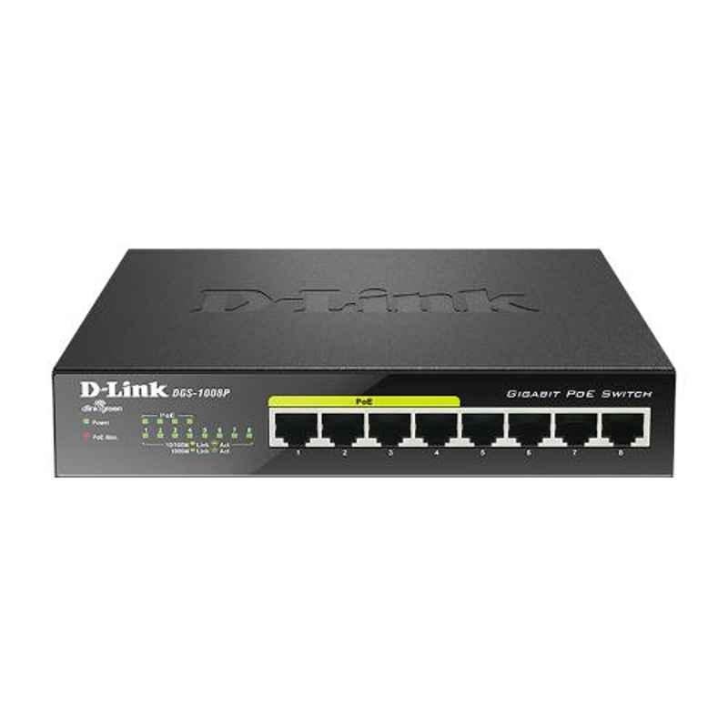 D-Link 8-Ports 10/100/1000Mbps Unmanaged Gigabit With 4 PoE Ports Switch, DGS-1008P