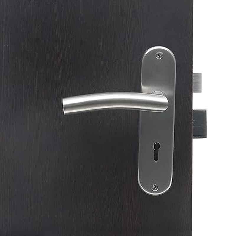 Handle Waala MG-1105 8 inch Stainless Steel Silver Round Ky Plate Mortise Door Lock Set