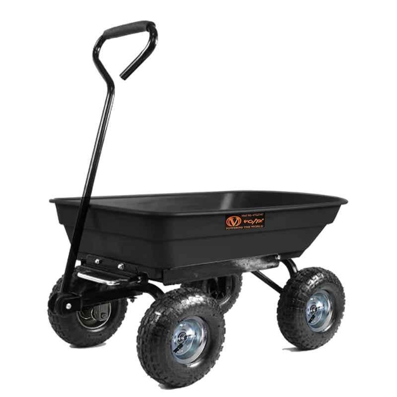 Voltz 120kg Black Poly Dump Cart with Steel Frame & 4 Wheels with 6 Months Warranty, VZ-VTC-2147