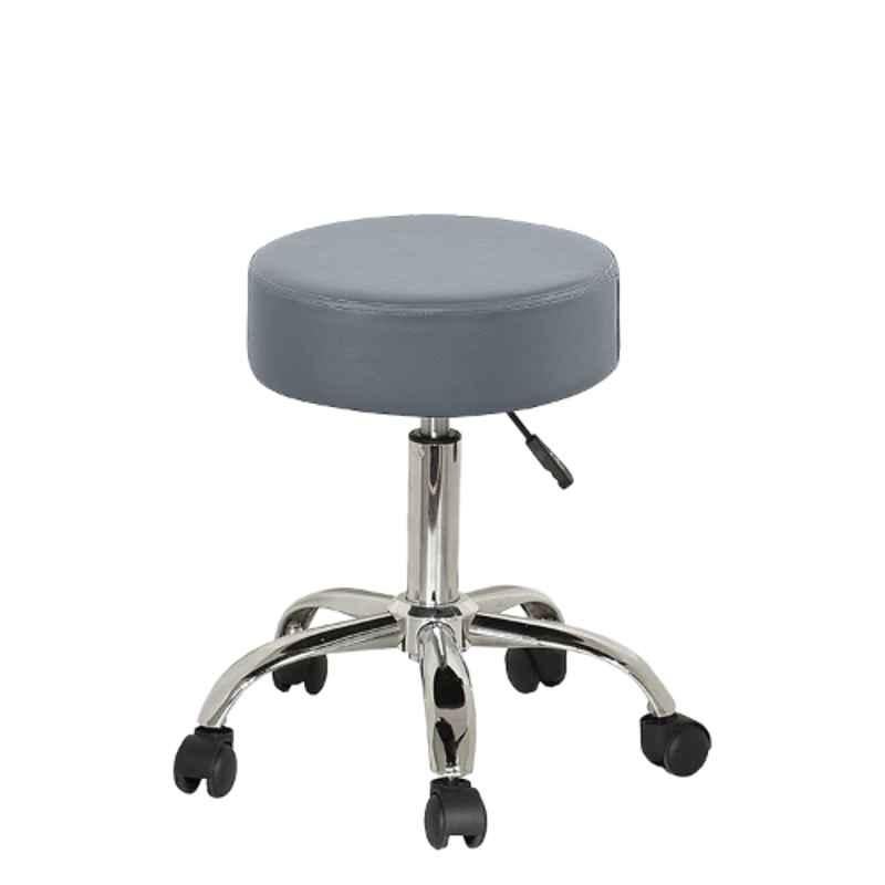 Chairwale Rio Grey Faux Leather Revolving Adjustable Stool with Wheels for Living Room, Home Office & Kitchen, P7104
