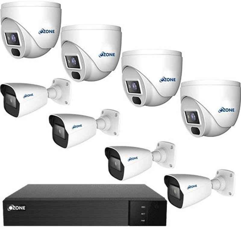 Ozone 2MP IP 4 Dome & 4 Bullet CCTV Camera Kit Combo with 8 Channel NVR, NVR Enabled