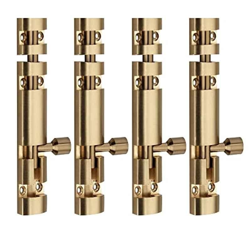 Screwtight Xylo 4 inch Aluminium Gold Finish Tower Bolt, XYLO-GOLD-4IN-4 (Pack of 4)