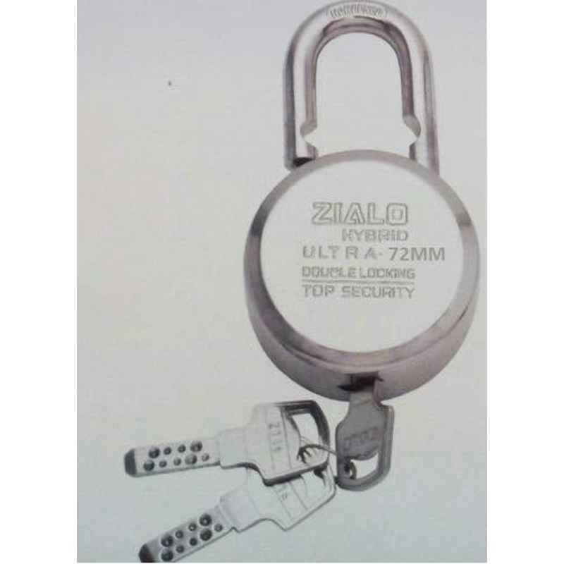 Smart Shophar 72mm Steel Silver Zialo Padlock, SLK80PD-ZIAL-SL72-P1