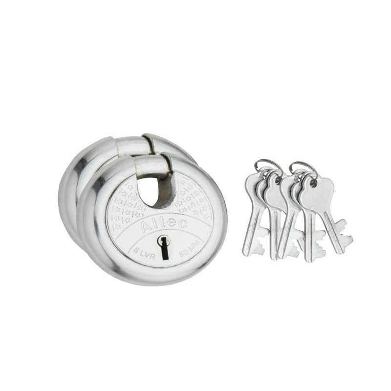 Smart Shophar 80mm Steel Silver Zip Action xxlarge Disc Shutter Lock, SLK80SL-ZIPA-MSL80-P2 (Pack of 2)