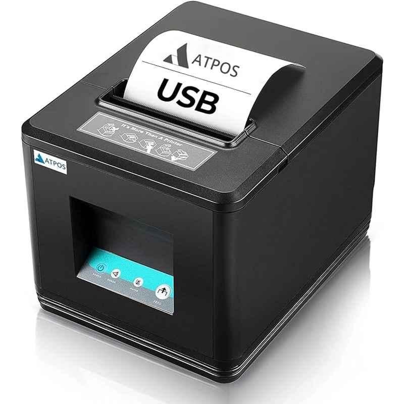Atpos AT-301 Thermal Label Printer 3 inch (80mm) USB Direct Receipt Printer with 1 Year Warranty and Auto Cutter