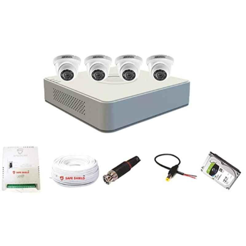 Hikvision 8 Channel White DVR with 4 Dome Cameras, HD DVR, 90m Cable Roll, BNC & DC Connectors Kit, HIK1-MPECO4D1TBHD