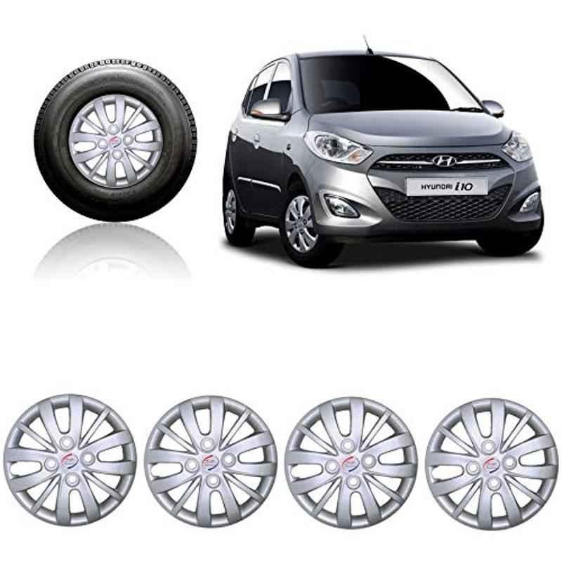 Auto Pearl 4 Pcs 13 inch ABS Silver Full Caps Wheel Cover Set for Hyundai i10
