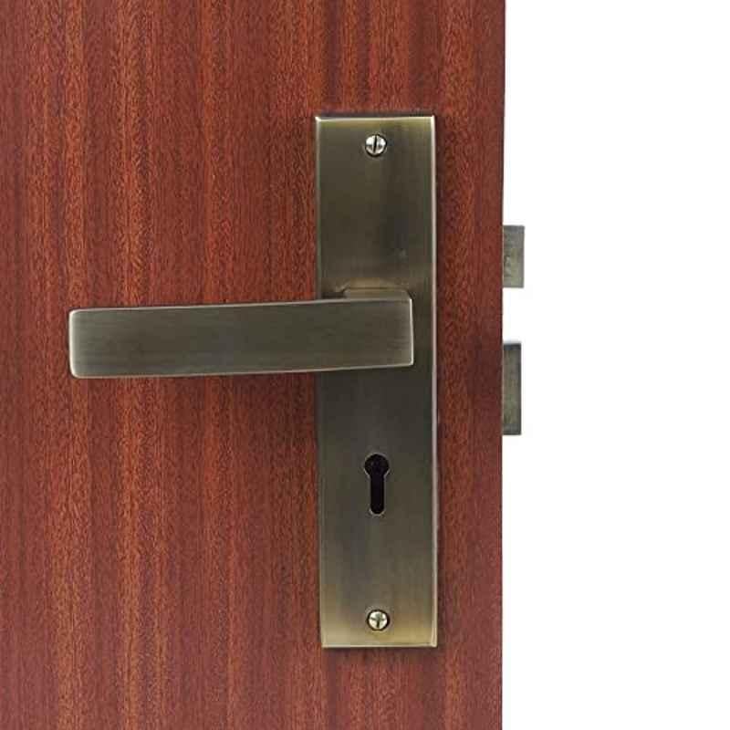 Homexpert LB10001 8 inch 60mm Stainless Steel Antique Brass Finish Cylindrical Plate Mortise Door Lock Set