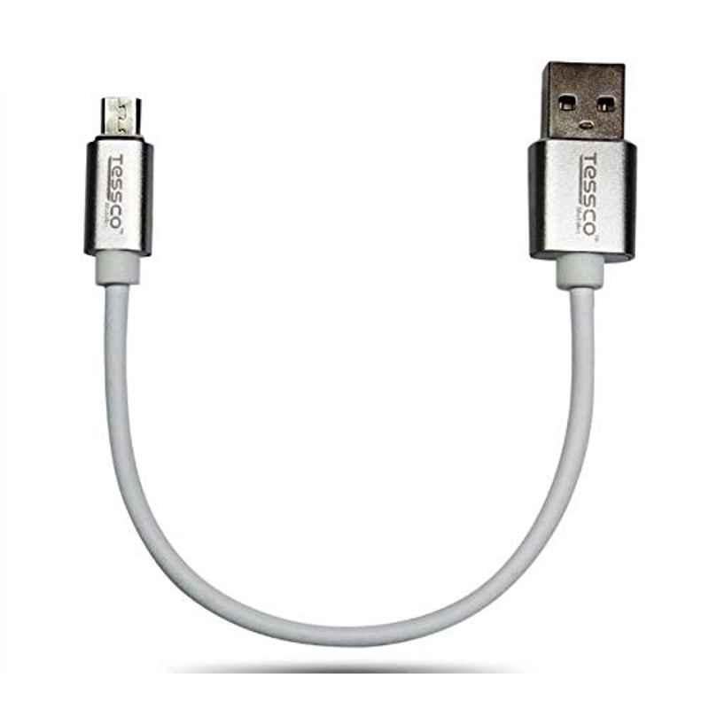 Tessco 200mm White Short USB Metal Cable, GU-330
