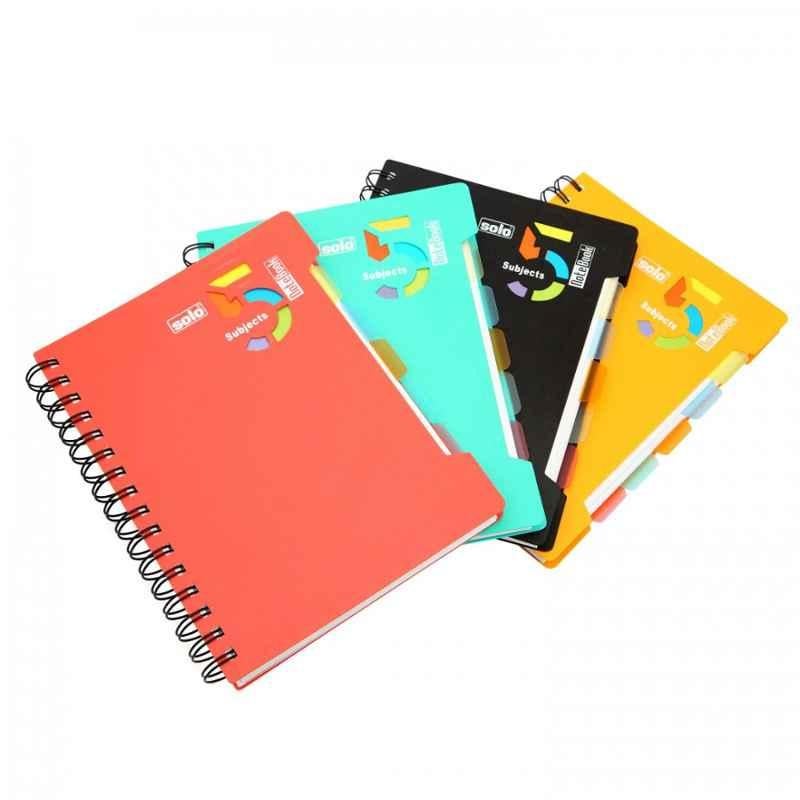 Solo B5 300 Pages Tango Black 5-Subjects Notebook, NB 554 (Pack of 5)
