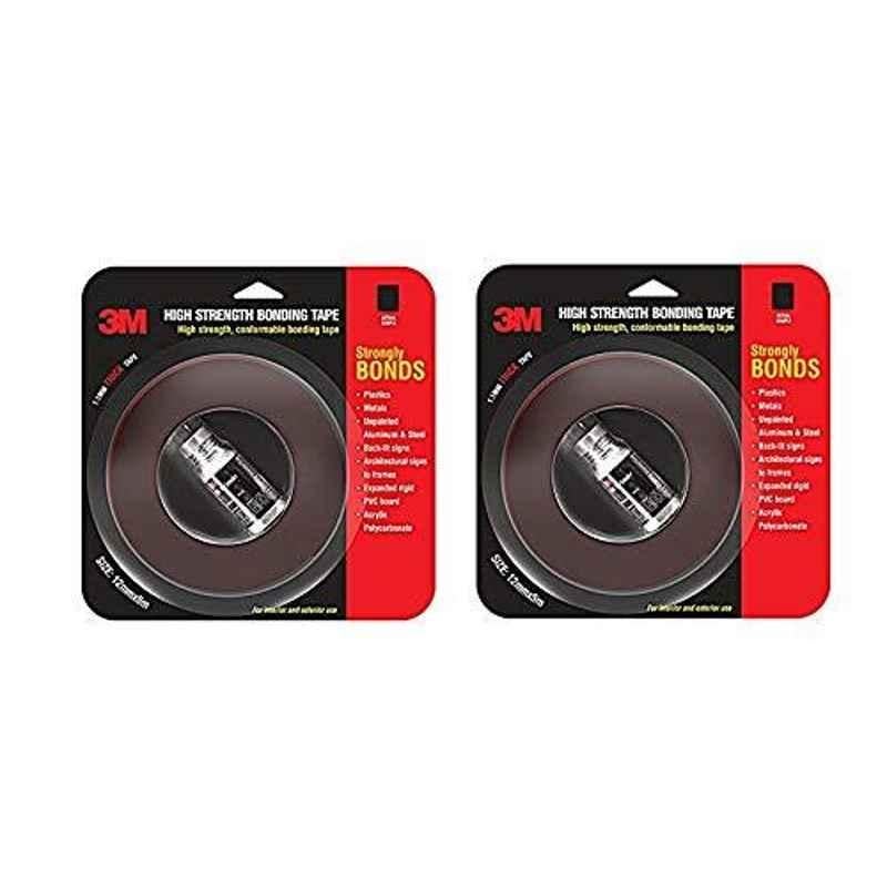 3M Red 12mm 5m Plastic High Strength Bond Tape, HV1805 (Pack of 2)