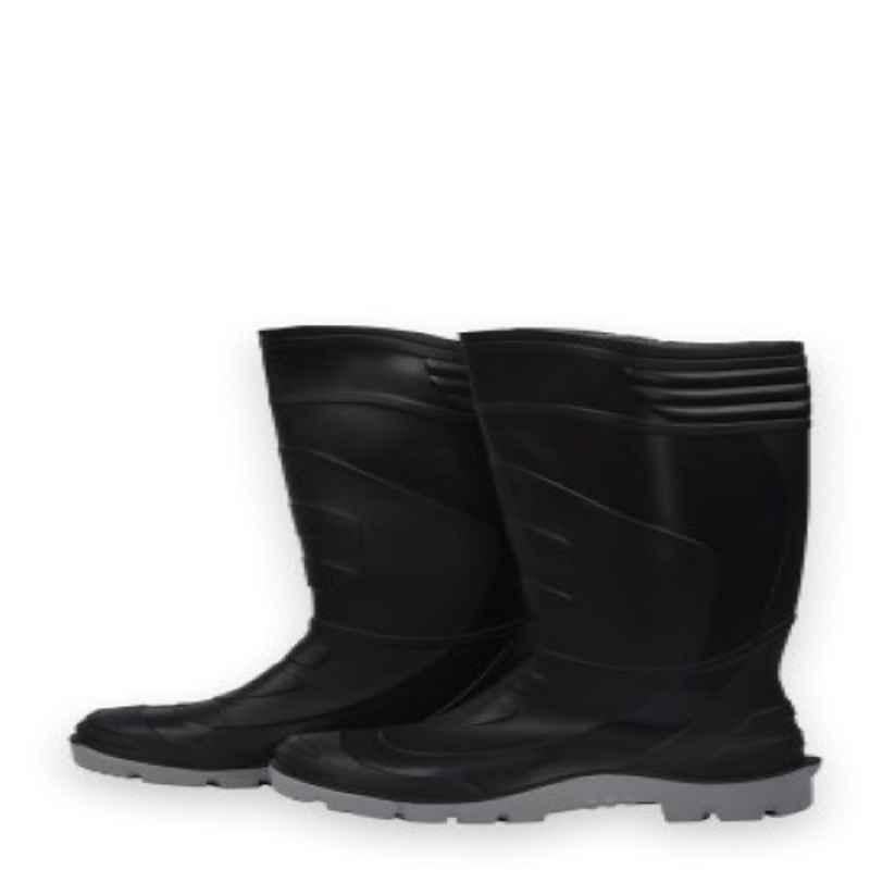 Mallcom Dalfon PVC Steel Toe Black Rain Safety Work Gumboots, D_PVC_08_I, Size: 8