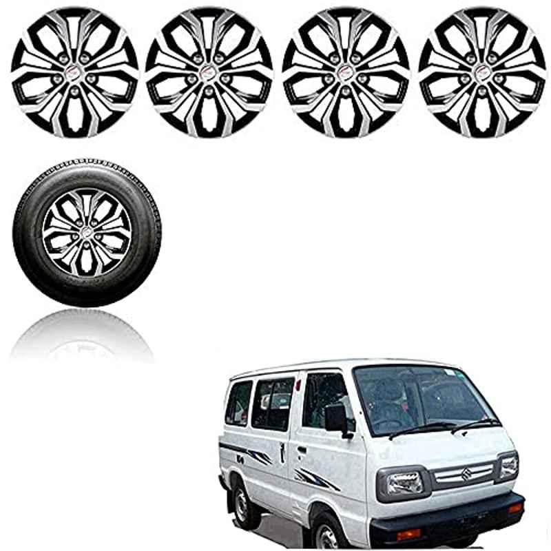 Auto Pearl 4 Pcs 12 inch ABS Silver & Black Car Wheel Cover Set for Maruti Suzuki Omni