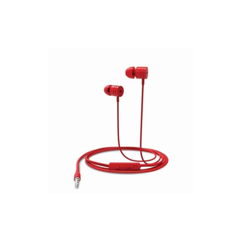 Portronics Conch 204 Red In-Ear Stereo 3.5mm Wired Earphone with In-Built Mic, POR 765