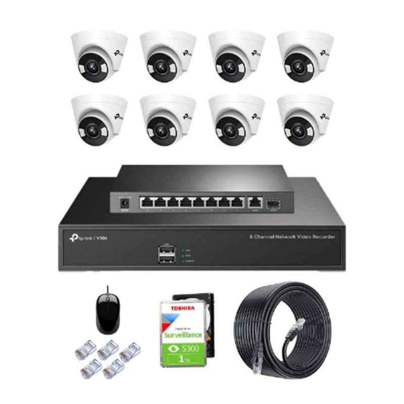 TP-Link VIGI C440 4MP Full Colour Indoor Network IP Combo Kit with 8 Channel NVR, 8 Cameras, 10 Port POE Switch, 1TB HDD, D-LINK 100M LAN Cable