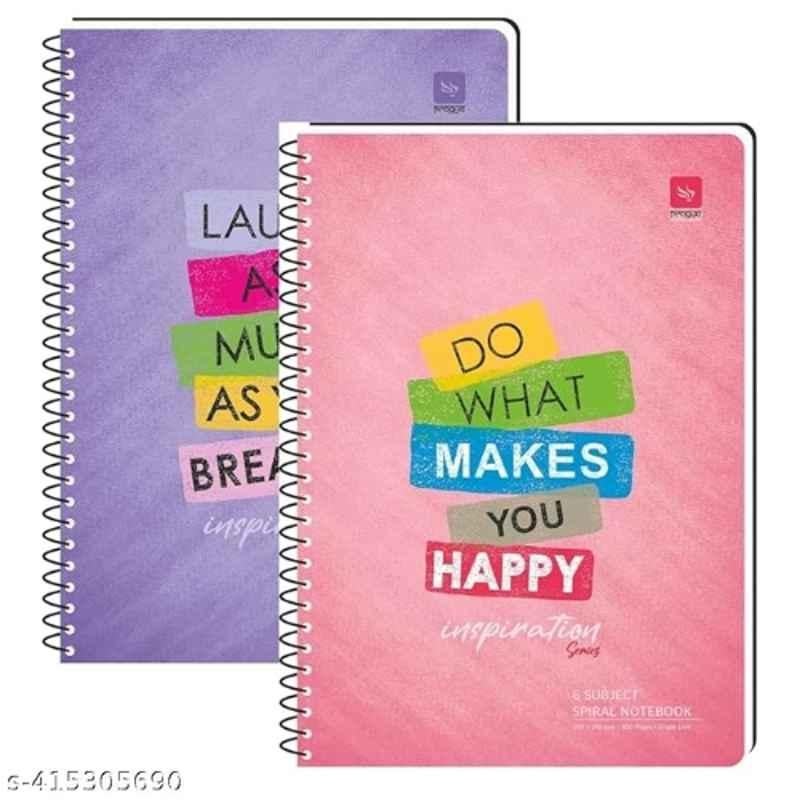 Pragya 300 Pages 21x29.7cm A4 Multicolour 6 Subject Spiral Notebook, PP254_Ruled (Pack of 2)
